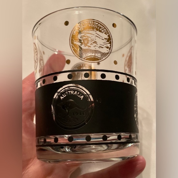 Black & Gold World Coin Old Fashioned Glass - Picture 3 of 7